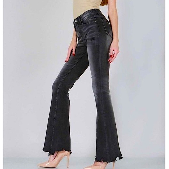 👻BOGO50%👻 🆕🩶SPECIAL A: GREY Vintage Raw Cut Hem Flare Jean 9/29 - Picture 7 of 13